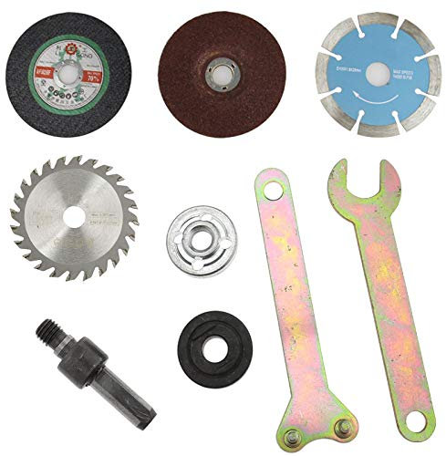 9 Pieces Hand Drill Conversion Connecting Rod, Angle Grinder Spanner Wrench Key,10mm Shank Arbor Mandrel Drill Adaptor for Meet the Electric Drill Grinding, Cutting Tiles, Metal,with 4pcs Cutting Disc