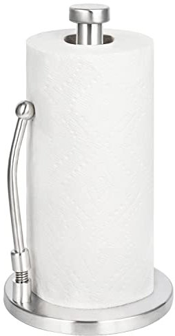 HEETA Upgraded Kitchen Roll Holder with Tension Arm [Delicate& Practical] Stainless Steel Paper Towel Holder Organizer Roll Dispenser for Kitchen Countertop Home Dining Table(Silver)