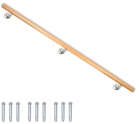 Buche Holz Handlauf Treppengeländer Geländer für Treppe Treppe Wandhandlauf Wand Treppe seitliche Montage Auswahl Länge 80-500 cm, Länge:150 cm