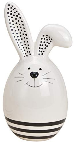 matrasa Osterhase in Ei Form 10x20cm Schwarz Weiss - Dekohase Osterdeko Dekoration Ostern Schwarze Punkte