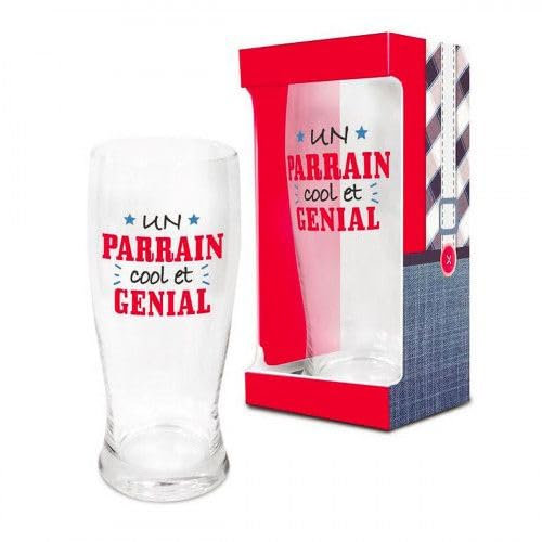 p2g Verre A Biere 18 Cm un Parrain Cool er Genial Serigraphié Or…