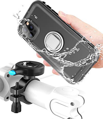 Cozycase Fahrrad Handyhalterung mit iPhone 12 Pro Max wasserdichte Hülle, stabile Motorrad Halterung aus Metall, nur kompatibel mit iPhone 12 Pro Max (6,5)