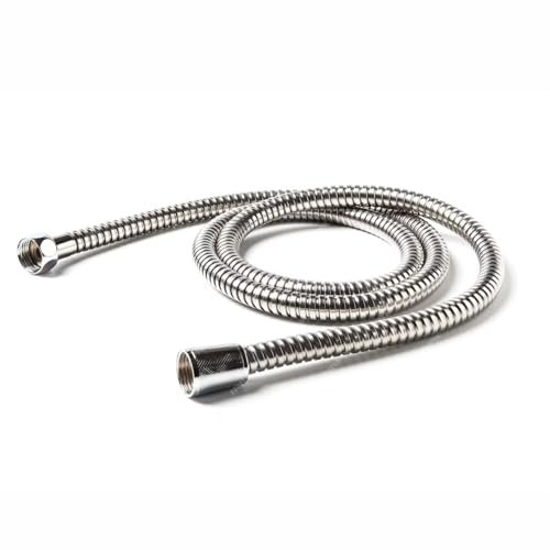 High Pressure Shower Hose Stainless Steel Pipe DIY Replacement for Bath Sink Single Taps Leakproof Standard Fitting Bathroom Plumbing Tool 1.2 Meter Best for Conventional Shower Head 1PC