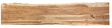 SAM Tischplatte 200x40 cm Emilio, Holzplatte Akazienholz massiv + naturfarben + lackiert, Baumkanten-Platte für Heimwerker, Arbeitsplatten, Tische & Fensterbretter
