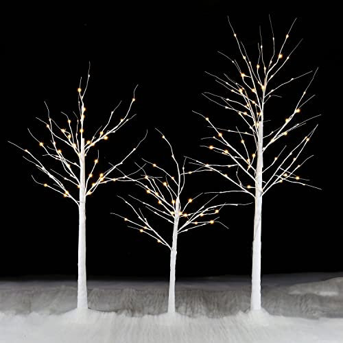 4FT, 5FT, 6FT Birch Trees Christmas Decoration Twig Tree Lights - 52 Warm White LEDs - Christmas, Party, Weddings, Event Decoration - 60cm (4FT, White)