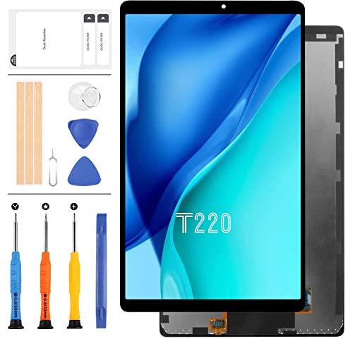 Pantalla LCD de repuesto para Samsung Galaxy Tab A7 Lite Wi-Fi SM-T220 T220 LCD táctil digitalizador montaje panel de vidrio kit de piezas de reparación completo con herramientas (negro sin marco)