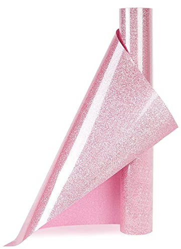 Feuilles De Vinyle Thermocollant à Paillettes Pour Transfert Thermique Film Textile 30cm x 100cm Silhouettes Portraits Sac Vêtement DIY (Rose)