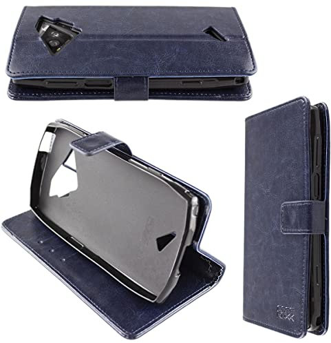 caseroxx Étui pour Crosscall Action-X5, Housse Bookstyle en Cuir Artificiel, Bleu Étui de Portefeuille