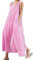 chouyatou Robe longue d'été décontractée en coton à carreaux avec poches pour femme, robe d'été bohème pour la plage, rose, Taille M