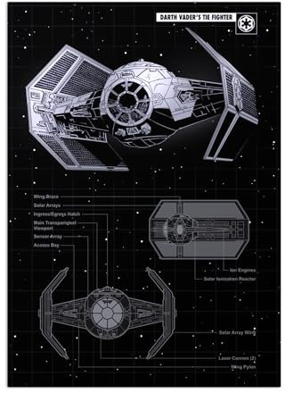 Displate Offiziell Star Wars MetallPoster Magnetische Befestigung Inklusive Lizenziert Bilder Hochwertiges Poster Star Wars - Vehicle Schematics - Tie Vader Poster 45 cm x 32 cm