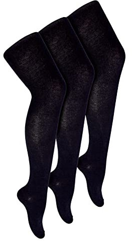 Sock Snob 3 Pair Multipack Girls School Tights | Soft Plain Opaque Tights for Girls (9-10 Years, Black)