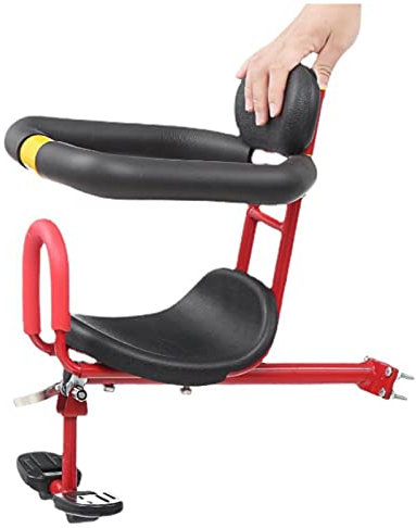 BigKing Fahrrad-Sicherheits-Kindersitz, Fahrrad-Kindersitz aus Aluminiumlegierung, Fahrrad-Kindersitz vorne, hohe Rückenlehne, verdicktes Kissen, Armlehne, Fußpedal, vorne, Kinder-Fahrradsitz