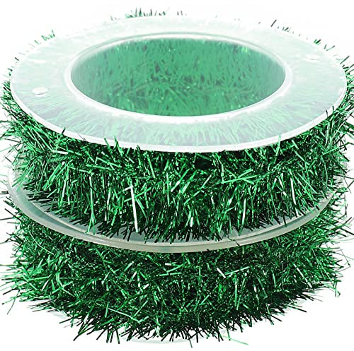 2 Rollen Weihnachtsstreifen Urlaub Lametta Band Glitzernde Weihnachtsgirlande Weihnachtsbaum-Lametta-Girlande Glänzende Lametta-Girlande Kranz Lametta Zinn Plastik Garn Partybedarf