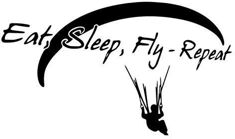 MACMRD Auto Aufkleber 18,3 cm * 10,6 cm Paragliding Essen Schlaf Fliegen Wiederholen Mode Aufkleber Aufkleber Auto Styling Schwarz/Silber