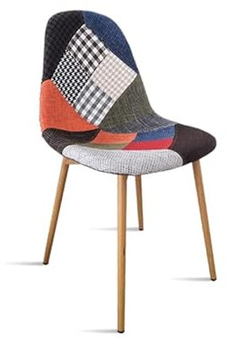 Designetsamaison Chaise scandinave Tissu Patchwork - Ela