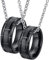 Halsketten für Frauen, Halskette für Paare mit Gravur Wolfram Schwarz Gebürsteter Ring 8mm Damen 60 (19.1) Herren 67 (21.3)