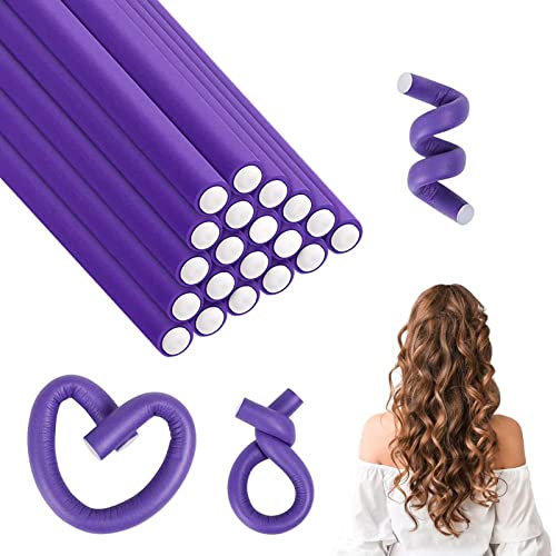 20 Stück Lockenwickler Curler Flexible Schaum Schwamm,Ohne Hitze Flexibler Für Damen Mädchen Kurzes,Mittleres Und Langes Haar,Schöne Und Natürliche Locken. (Lila)