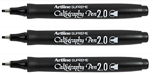 ARTLINE Set mit 3 Markern Supreme Calligraphy Pen Spitze 2 mm Farbe Schwarz