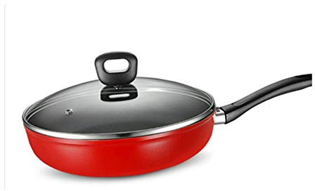 OQHAIR Multifunktionale Steakpfanne, Antihaftpfanne, rauchfreie Bratpfanne, Pfannkuchenpfanne, Induktionsherd ohne Abdeckung, Gasherd (Größe: 26 cm) (28 cm)