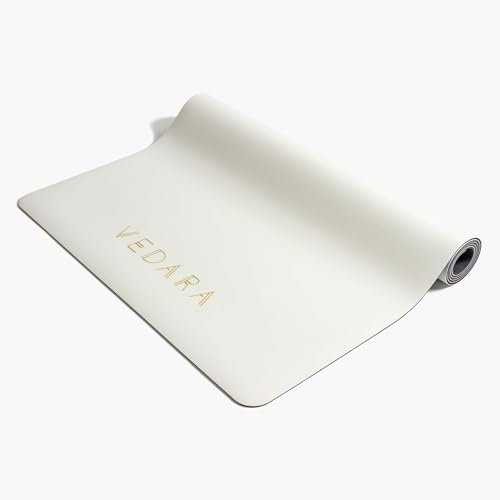 VEDARA® Yogamatte | Extrem Rutschfest & Gute Dämfpung | Hautfreundlich | Aus ECO PU & Naturkautschuk | Für dynamische Yogastile (Extraweit: 80 cm breit, Weiß)