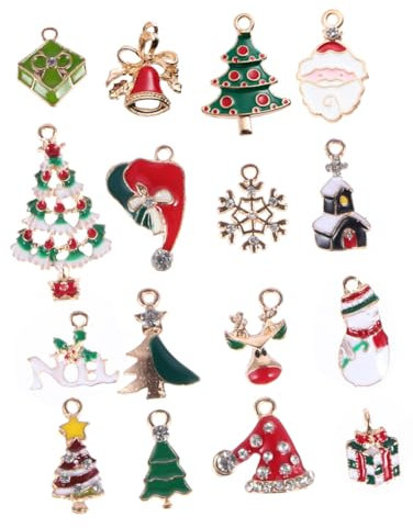 NUOBESTY 16stücke Teiliges Weihnachts-anhänger-set Aus Legierter Kreative Diy Schmuckanhänger Mit Verschiedenen Weihnachtsmotiven Geeignet Für Halsketten Armbänder Und Dekorationen Als Gesc