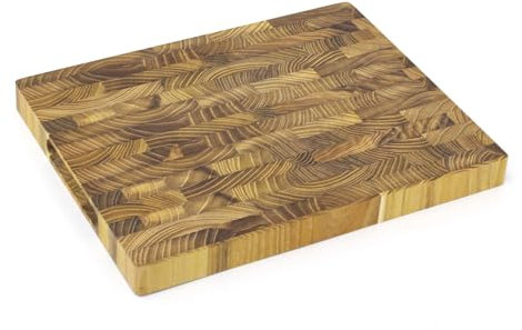Tabla de cortar de grano de teca | Tabla de cortar rectangular de bloque de carnicero | Tabla de cortar de madera tradicional de teca, 30 x 24 cm