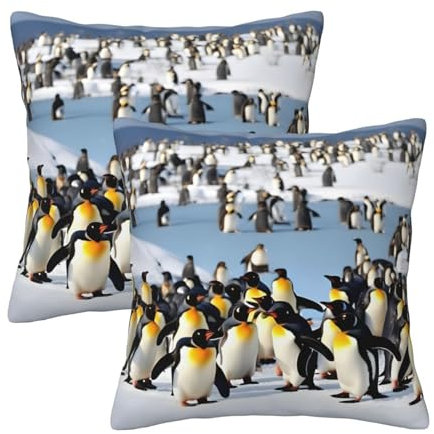 WURTON Kissenbezug mit Pinguin-Aufdruck, für Couch, Sofa, Reißverschluss, für Zuhause