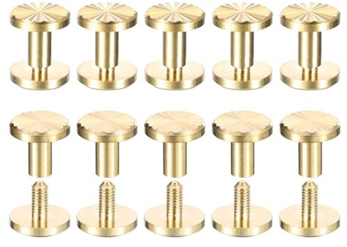 QUARKZMAN 10Pack Tornillos Chicago de Latón 4x7x10mm Tornillo de Cabeza Plana Con Textura de Flores para Poste de Unión de Tachuela de Clavo para Artesanía Cuero DIY Cinturón
