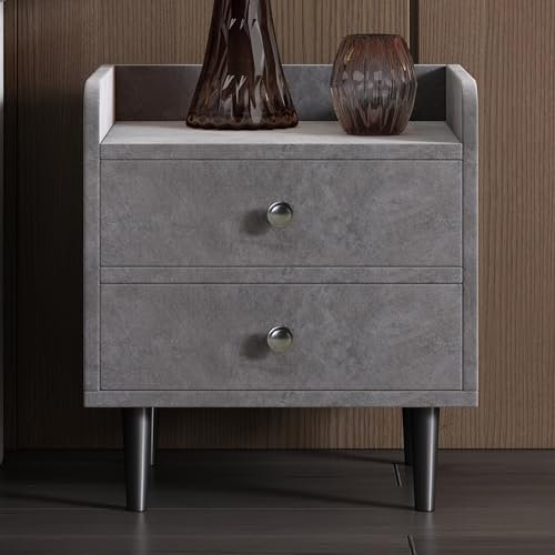 Soweiz Komplettschlafzimmer Set,Modernes Polsterbett+1xNachttisch+Betthocker,Doppelbett mit 16-farbigen den Seitenohren,Nachttisch,Samt,Grau(140x200 cm) (Grau Nachttisch)