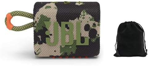 JBL Go 3 - for Portable Use - Speaker with Bluetooth - Built in Battery Waterproof and Dustproof - includes Storage Pouch (Camoflauge), JBLGO3-Pouch