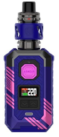 Vapo'resso ARMOUR MAX Kit 220 W 8ml Atomizador iTANK 2 GTi Mesh Coil 0,2/0,4ohm Batería dual 18650/21700 (paquete sin batería) Vaporizador (Ciber Azul) - No Nicotine