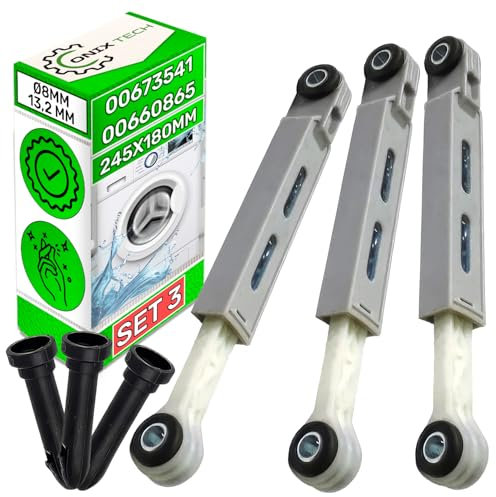 Satz 3 Stück Stoßdämpfer Waschmaschine mit Stiften 90N Ø 8 mm/13,2 mm mit Originalcode 00673541 00660865 742719 00742719 für Bosch für Siemens für Balay - Garantie 5 Jahre - ONIX TECH