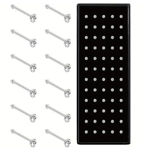 JEXOWIQ 60 pcs nasenpiercing stecker,piercing nase,Nasenstecker Nasenpiercing Kristall-Strass-Schüttg Knochen gerade Stolzenstangenstiftstahl aus Edelstahl Nasenring