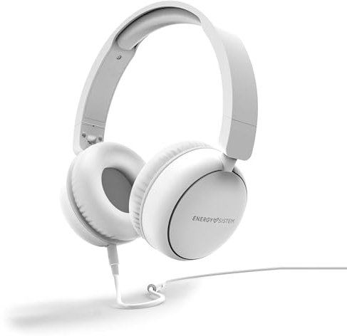 Energy Sistem FunVibe Auriculares con Cable (Plástico 100% Reciclado, Cable extraíble, Micrófono, Asistente de Voz) Blanco