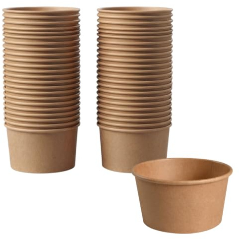 ABENA Disposable Kraft Bowls, 400ml, Pack of 50, Paperboard Food Container | Leakproof, Disposable Cardboard, Paperboard Takeaway Tubs, Salad & Soup Bowls, Street Food Catering, Parties & Barbecues