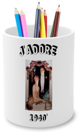 Fabulous Ceramic Pencil Pot - J'Adore 1940s Vintage 1940s Retro Hollywood Musical Comedy - 325ml