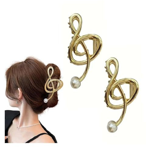 Violinschlüssel-Haarspange, Violinschlüssel-Haarspange, Violinschlüssel, Musiknote, G-Notenschlüssel, einzigartiges Design, Musiknoten-Haarklammern, Musiknoten-Haarspangen mit Perle, Haarspangen