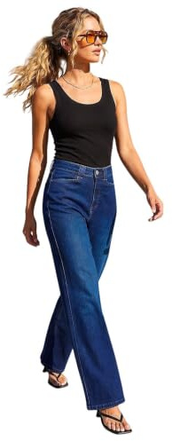 Roman Originals Wide Leg Jeans for Women UK Ladies Denim Trousers Palazzo Pants Jeggings Stretchy Cotton Summer Winter Smart Office Work Party Flattering Bottoms