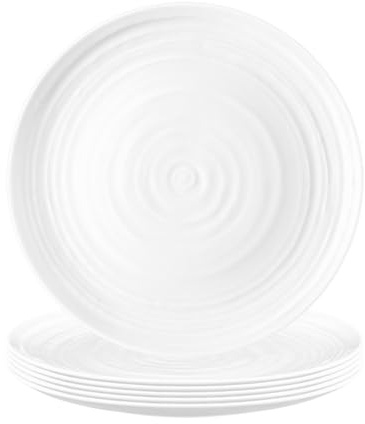 Seltmann Weiden Terra Frühstücksteller 6er Set, 22 cm, Dessertteller mit spiralförmigem Relief, Spülmaschinen- und mikrowellenfest, Porzellan, Weiß