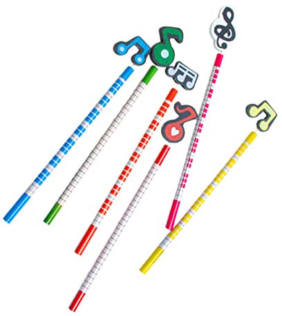 STOBOK Musik Bleistifte 6Er Set Mit Notenform Leichte Holzbleistifte Für Schüler Und Künstler Tragbar Und Attraktiv Für Büro Und Schule