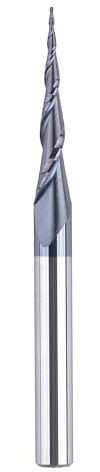 SpeTool Tapered Spiral End Mill Ball Nose Router Bit, 0.25 Radius, 1/8'' Shank, CNC Milling Cutter, Solid Tungsten Carbide, TiAlN Coated for 2D and 3D Engraving