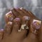 French Tip Press on Toenails Short Square, Summer Glitter Fake Toe Nails with 3D Butterfly Rhinestones Designs, Pink Full Cover Beach False Toenails, Cute Acrylic Glue on Toe Nails for Women 24Pcs