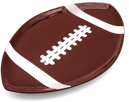40YARDS American Football Teller aus Keramik | Servierteller | 30,5 x 19 cm | Football Servierteller in Football Form mit weißer Naht & Streifen | Dekoteller und Partyplatte | American Football Geschenk