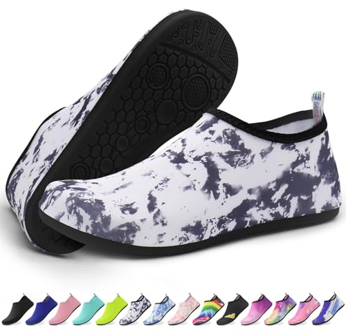 Quick-Dry Water Shoes for Men & Women – Lightweight Beach Shoes with Anti-Slip Sole | Ideal for Swimming, Surfing & Outdoor Sports | Tie-Dye Black-38-39
