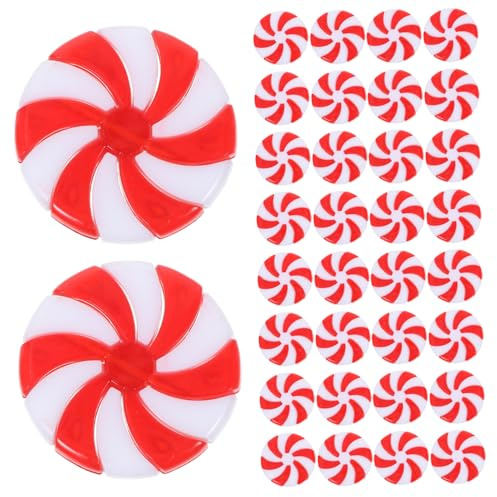 Vaguelly 50 Piezas Colgantes de Dulces de Navidad Adornos para Árbol de Navidad DIY Decoración Festiva de Acrílico Pendientes Simulación para Navideño