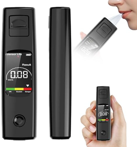 Alkoholtester Berührungslos ohne Mundkontakt, Polizeigenaues Alkoholmessgerät mit LCD-Display, Hygienisches Alkoholmessgerät mit 3-Farben-Alarmmodus für Auto und Zuhause, Tragbarer Promilletester