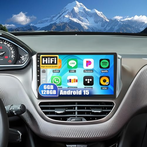 Android 15, 6G+128G 8Core GOHHDL Autoradio 2 Din per Peugeot 208 2008 2012-2018 Carplay Android Auto, Autoradio da 10,1 pollici con GPS Navi WiFi BT FM/RDS DSP SWC + Telecamera Posteriore + MIC