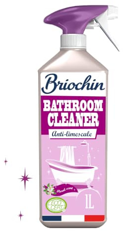 BRIOCHIN Nettoyant salle de bain 3 en 1 parfum floral 1L | Purifie, détartre lavabos et robinets, résultat impeccable sans effort, ingrédients d'origine naturelle, fabriqué en France
