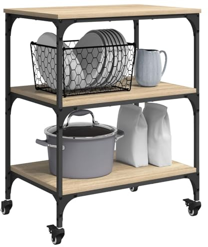 vidaXL Küchentrolley Sonoma-Eiche 60 x 41 x 76 cm Holzwerkstoff