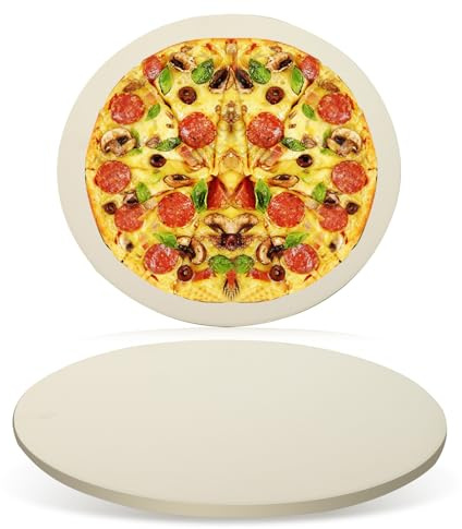 16 Round Pizza Stone, Large Cordierite Bread Baking Stone for Oven, Grill | Safe Circular Cooking Stone for Grill 16 Inch, Ideal for Grilling Baking Several Sizes of Pizzas, Zemibi